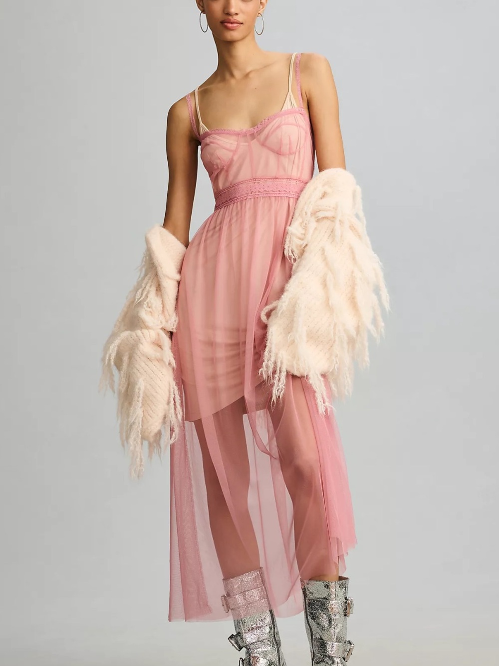 Anthropologie Sheer Corset Slip Dress s new